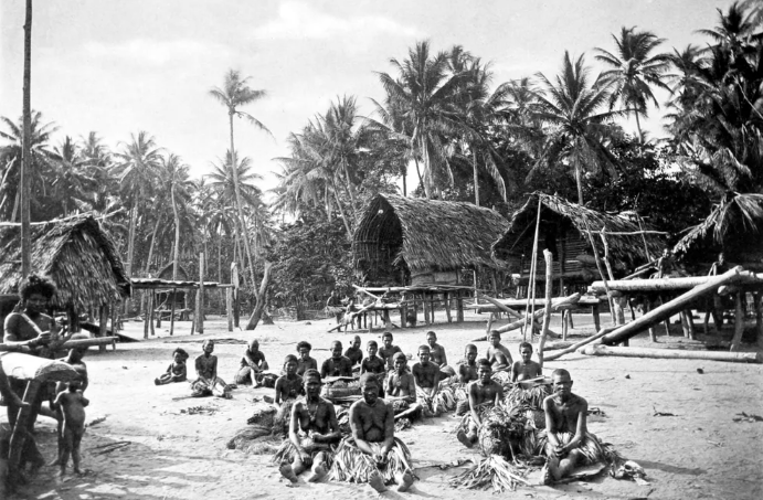 시장에 모인 파푸아뉴기니 원주민들의 모습