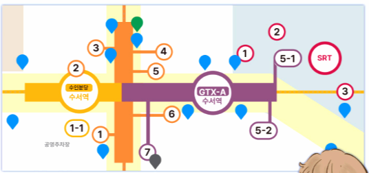 GTX-A 수서역에서의 환승 방법