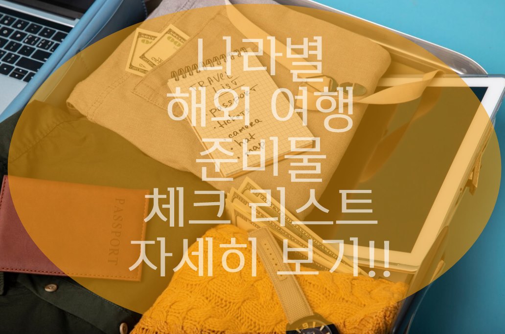나라별 해외 여행 준비물 체크리스트