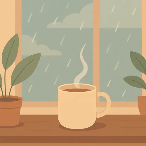 빗소리와 따뜻한 차의 휴식
