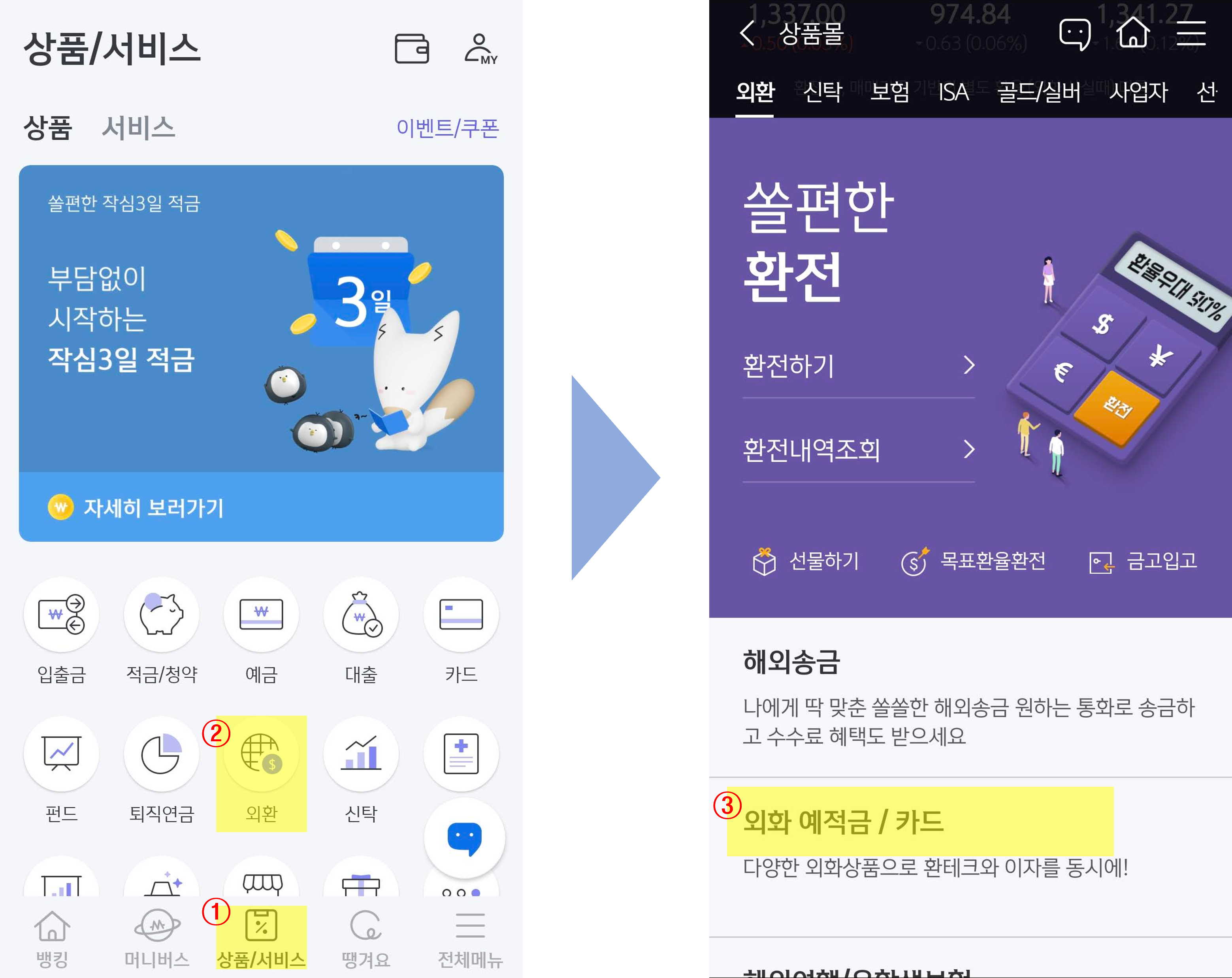 신한은행/상품서비스 > 외환 > 외화예적금