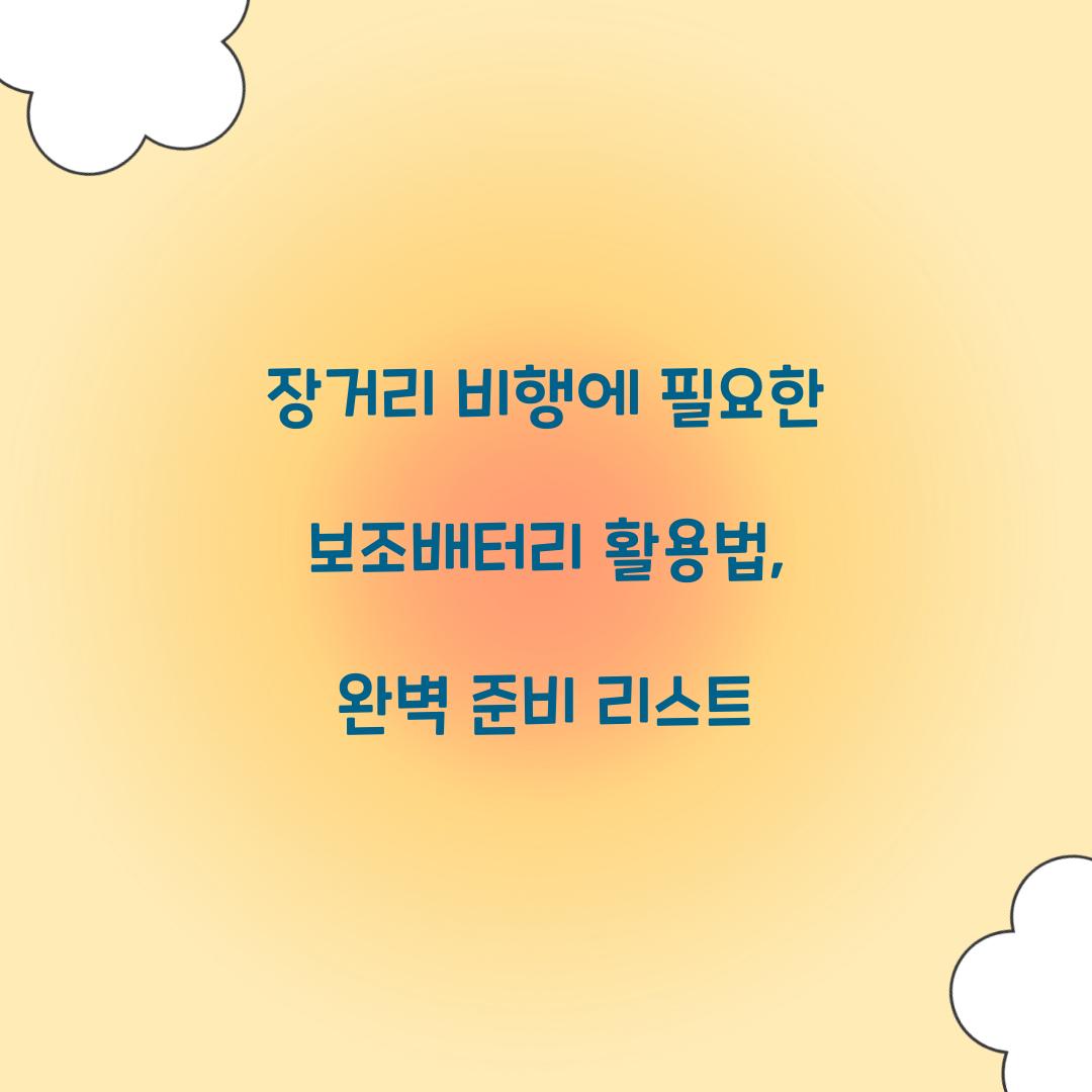 장거리 비행에 필요한 보조배터리 활용법