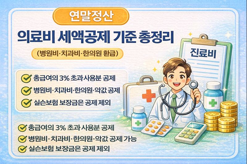 연말정산 의료비 세액공제 기준 총정리 (병원비&middot;치과비&middot;한의원 환급)