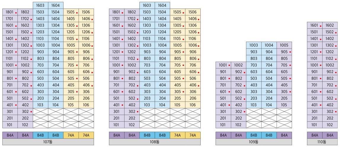 상도 푸르지오 클라베뉴 동･호수 층별 배치도-3