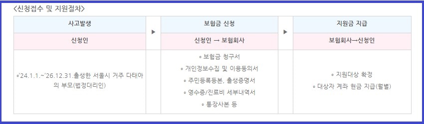 서울시-다태아-자녀안심보험-신청접수-지원절차