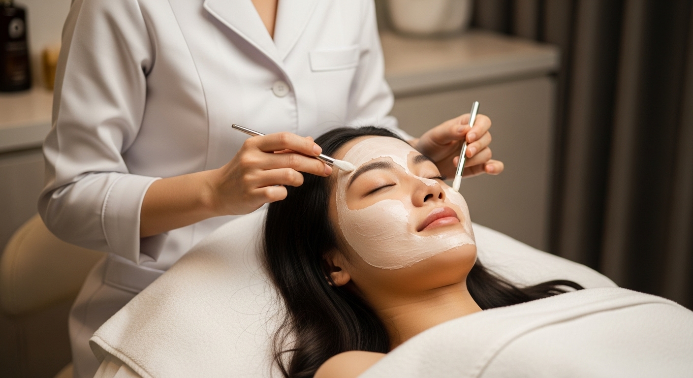 피부 관리를 받는 여성
