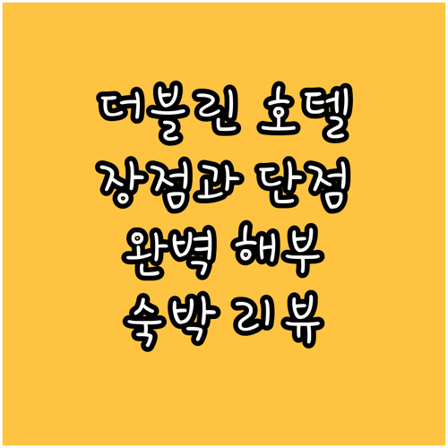 더블린 인기 호텔 숙박 장점 단점 완