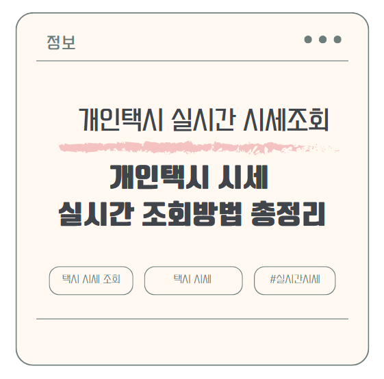 개인택시 시세 실시간 조회방법 총정리
