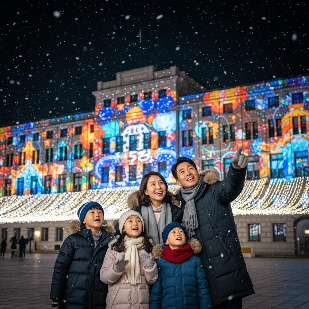 서울윈터페스타 동대문&amp;#44; 디지털쇼를 보는 가족