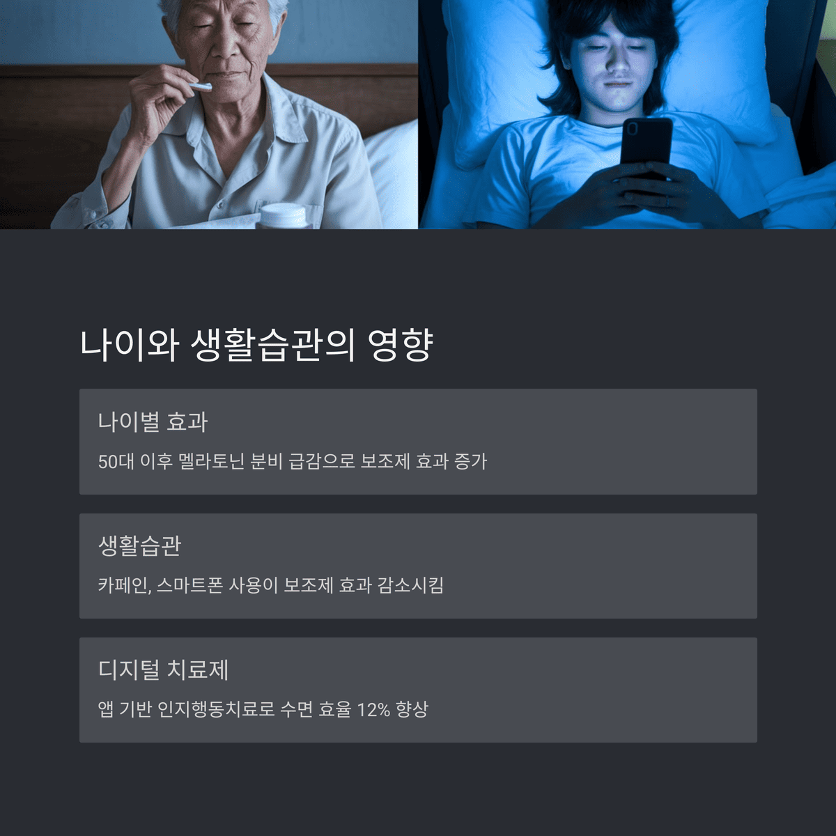 수면 보조제 나이의 영향 효과