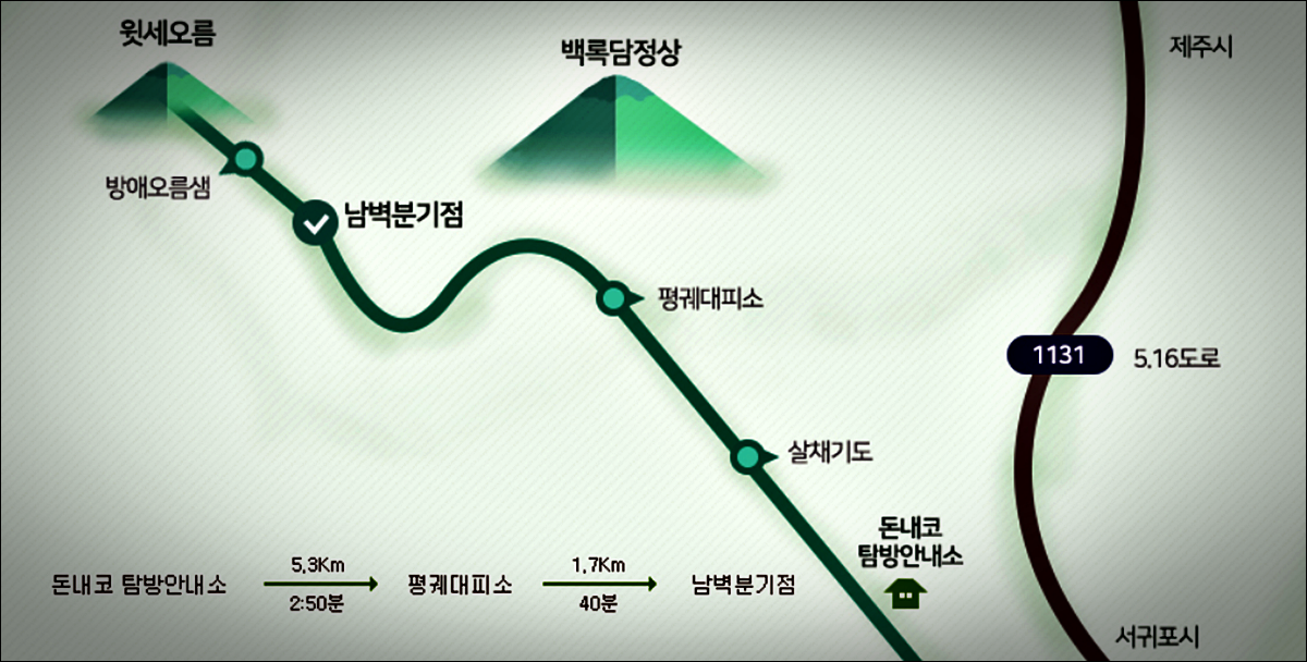 한라산 돈내코 탐방로 거리 시간 난이도 안내
