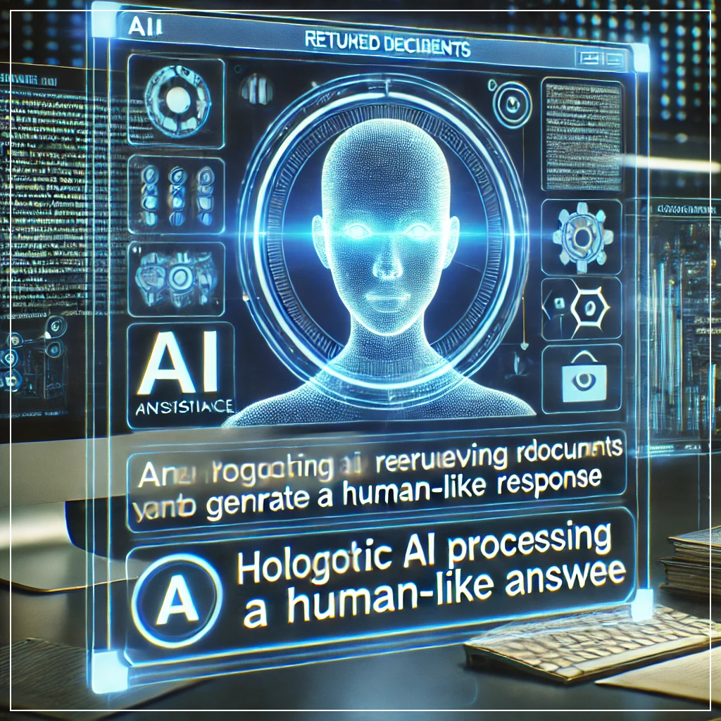 검색된 문서를 기반으로 AI가 정확한 답변을 생성하는 모습