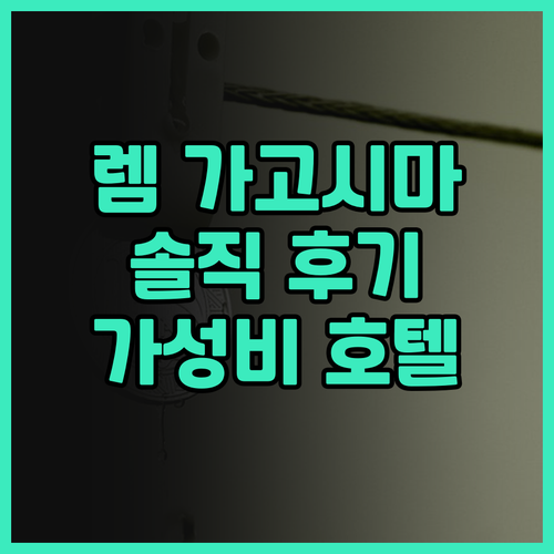 렘 가고시마 솔직 후기 가성비 호텔 ..
