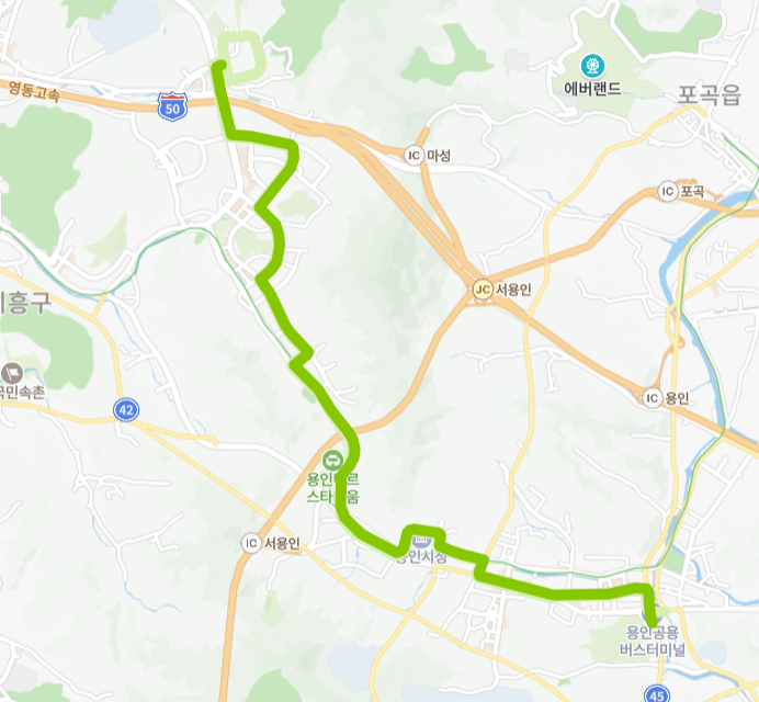 용인-65번-버스-노선-지도