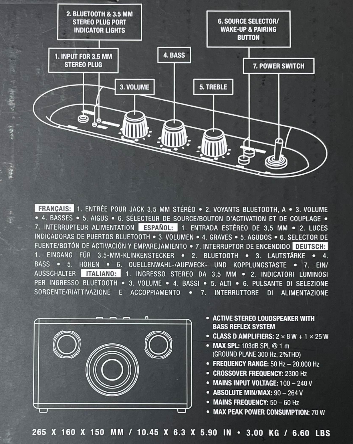 마샬 액톤Ⅰ버튼 설명 및 사이즈