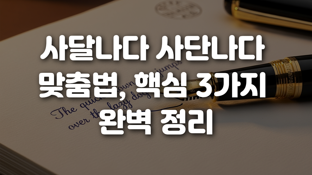 사달나다 사단나다 맞춤법 핵심 3가지 완벽 정리