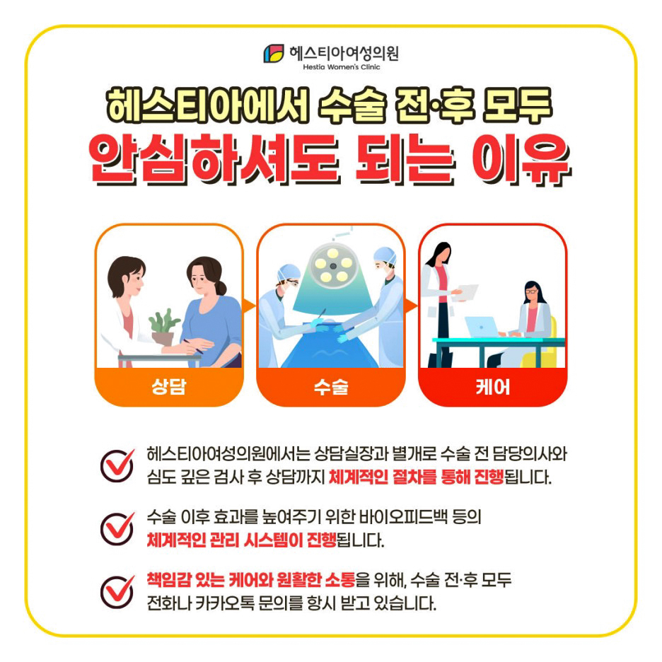 헤스티아에서 수술 전후 모두 안심하셔도 되는 이유