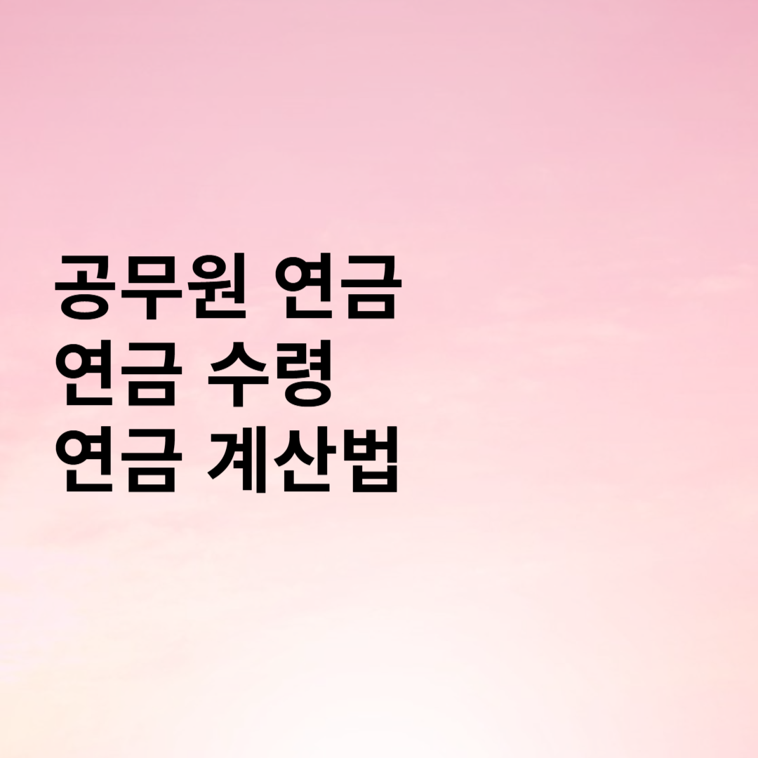 공무원 연금
연금 수령
연금 계산법