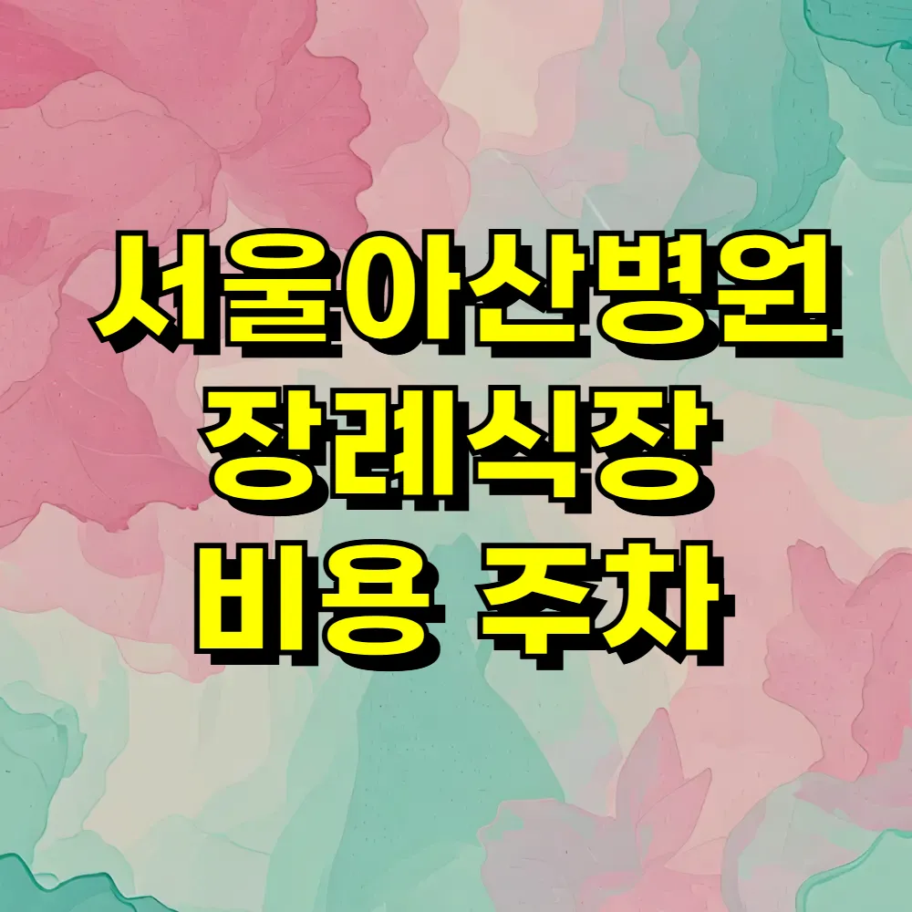 서울아산병원 장례식장 비용 주차