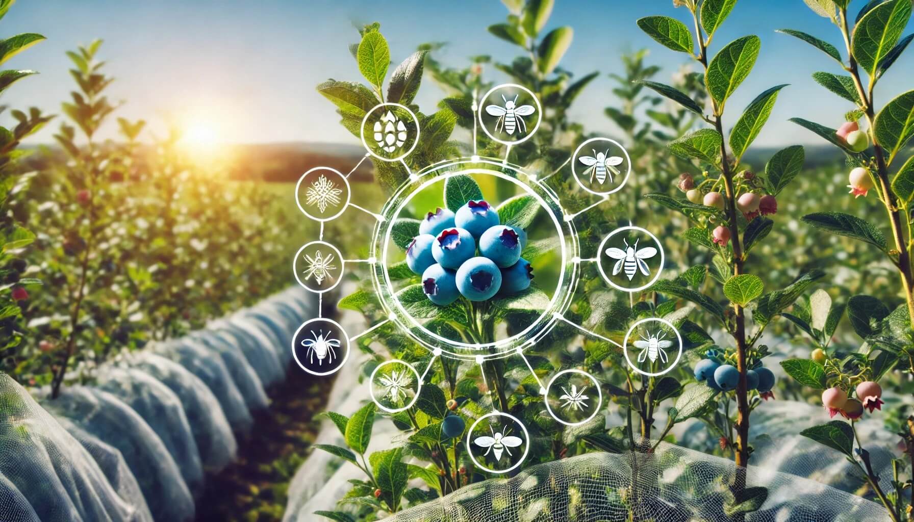 병충해 관리가 반영된 유기농 블루베리 근접 촬영