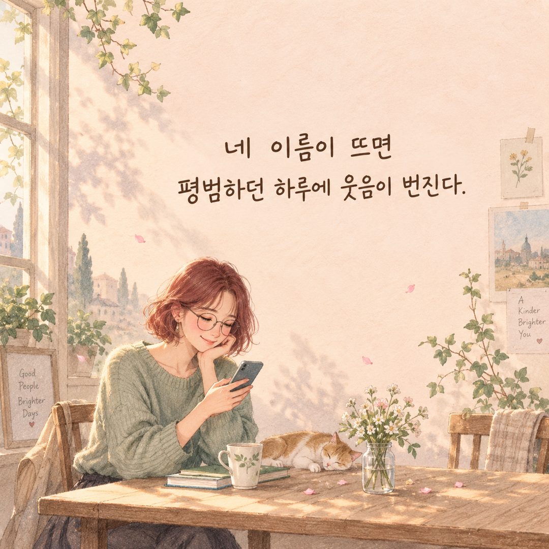 네 이름이 뜨면 평범하던 하루에 웃음이 번진다.