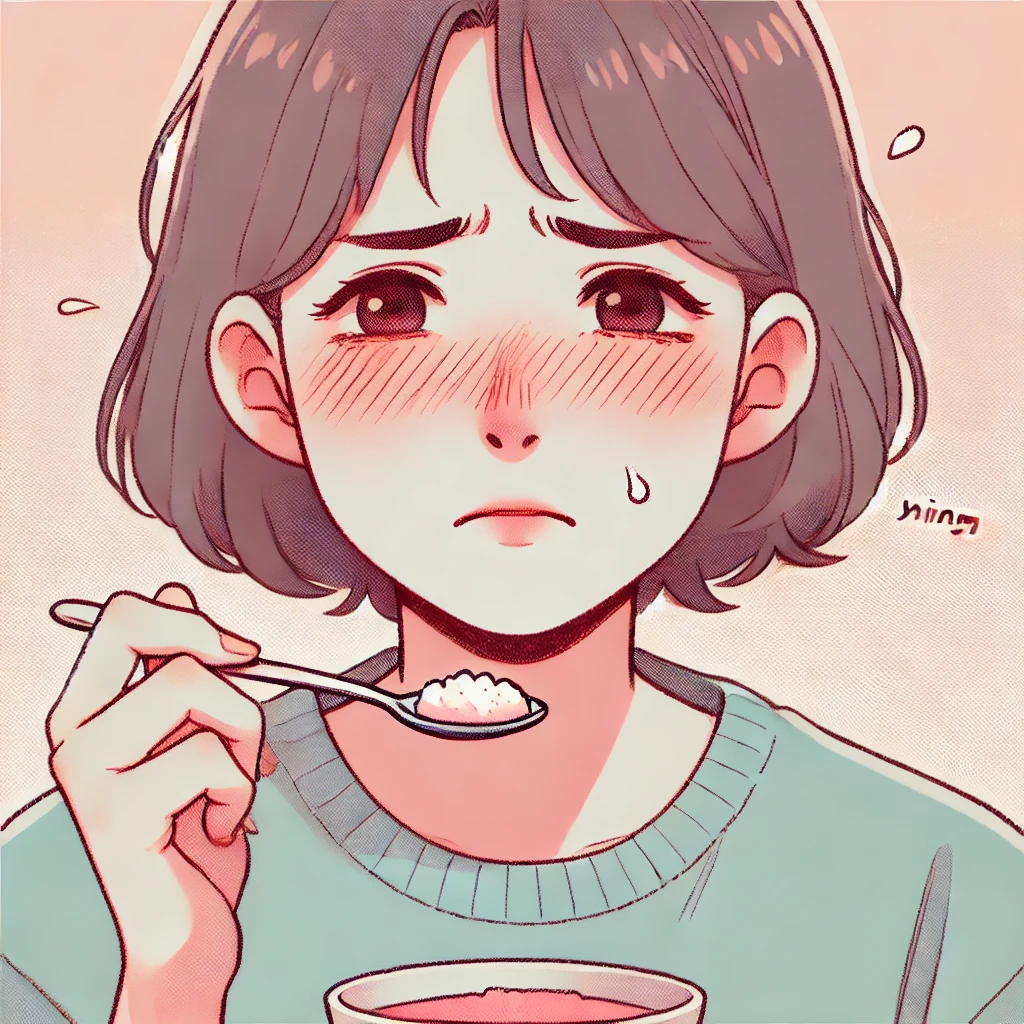 구내염으로 입안이 아픈 사람 일러스트