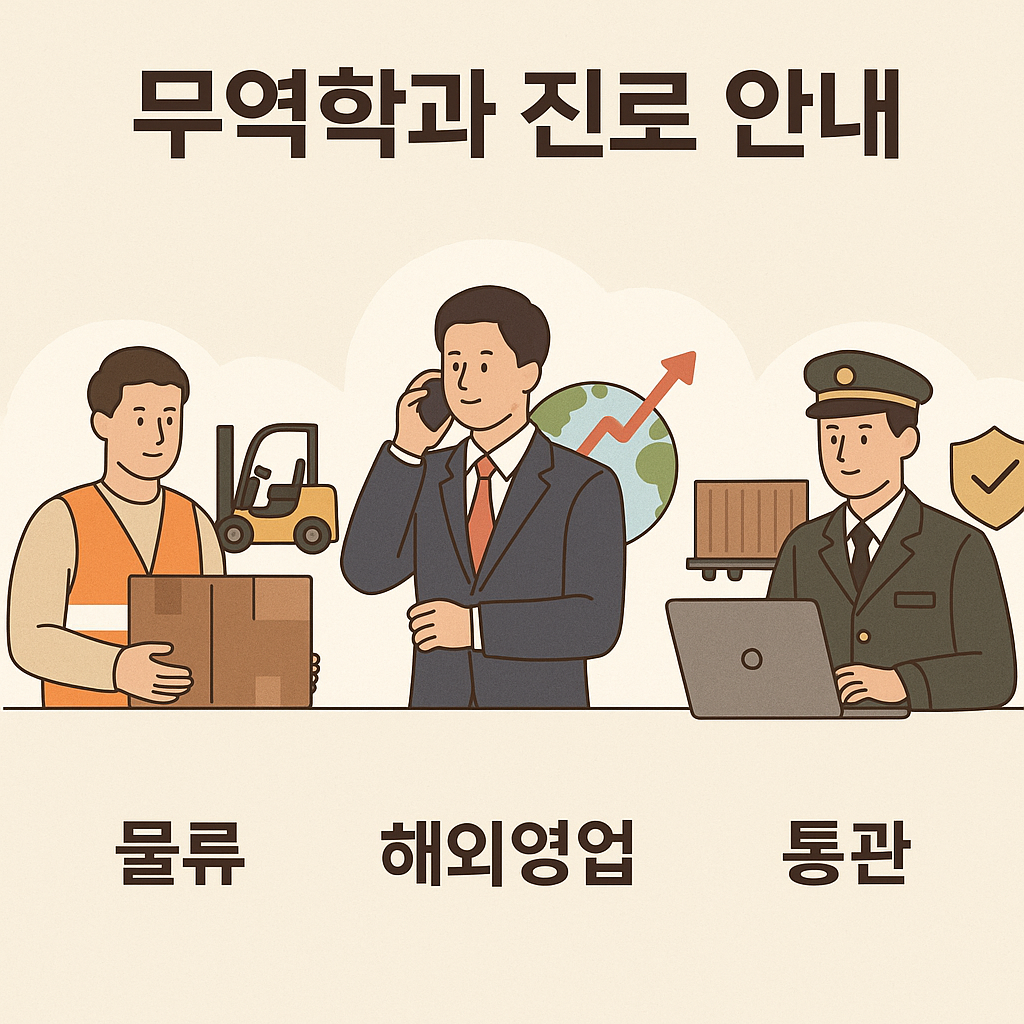 물류, 해외영업, 통관 직무를 설명하는 한국어 정보 이미지