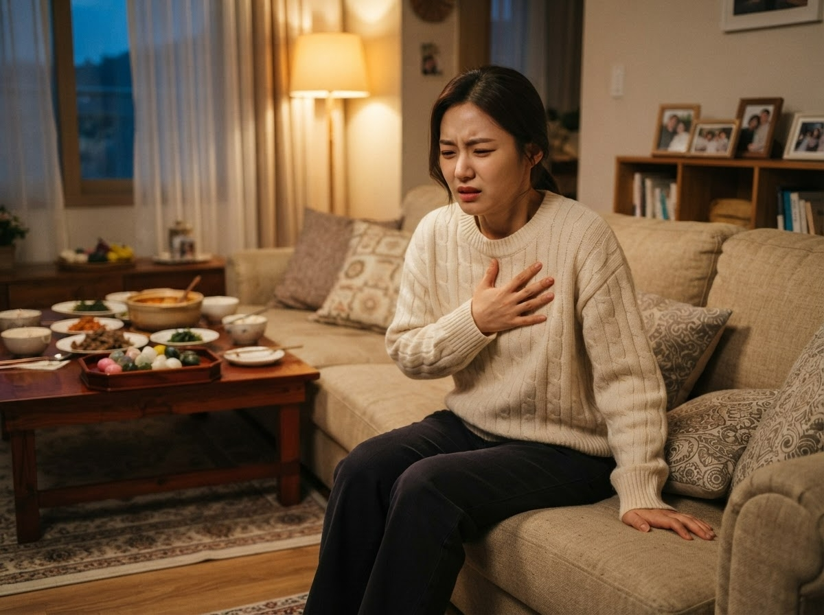 과식 후 속쓰림 명절 저녁