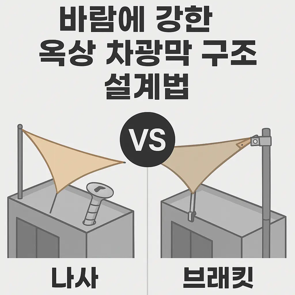 바람에 강한 옥상 차광막 구조 나사,브래킷