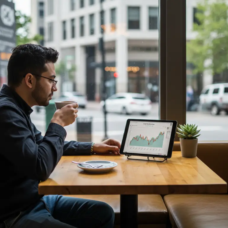 ETF 를 보고 있는 사람.