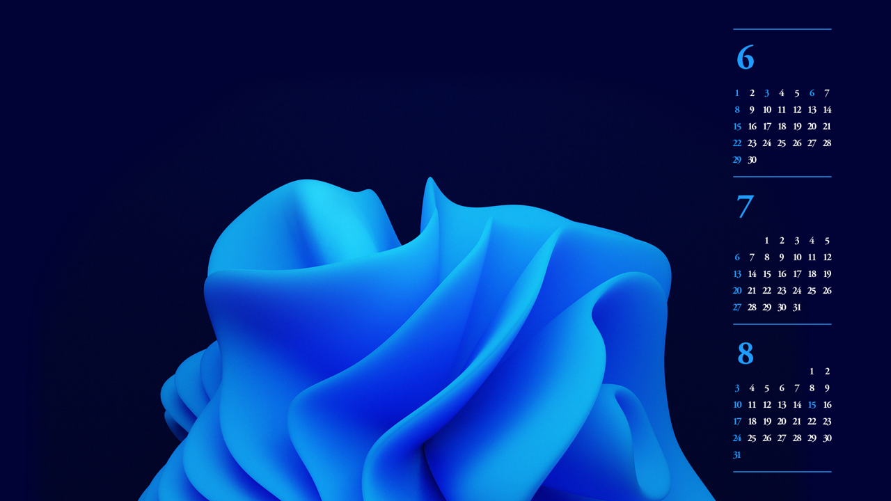 07 파란색 오브젝트 다크 B - 2025년7월 노트북배경화면