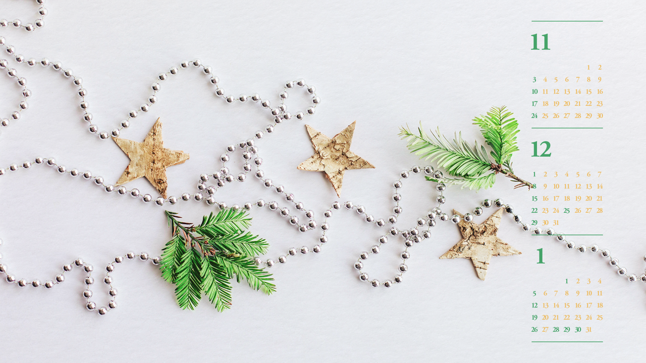 07 소나무 가지와 별장식 B - 2024년12월 노트북배경화면