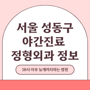 서울 성동구 야간진료 정형외과 병원 (18시 이후 늦게까지하는 병원)