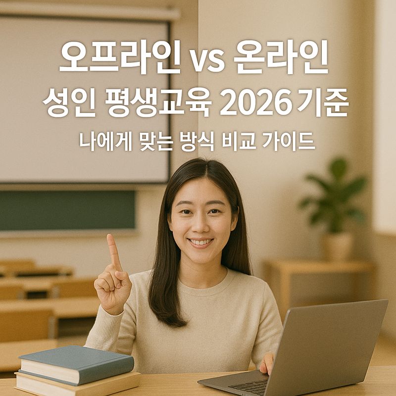 오프라인 vs 온라인 성인 평생교육 2026 기준 ｜ 나에게 맞는 방식 비교 가이드