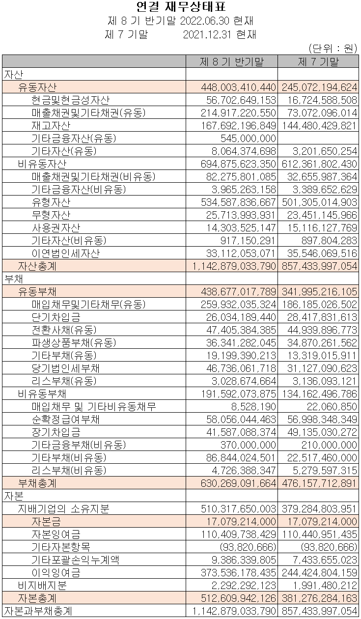 심텍 - 재무상태표