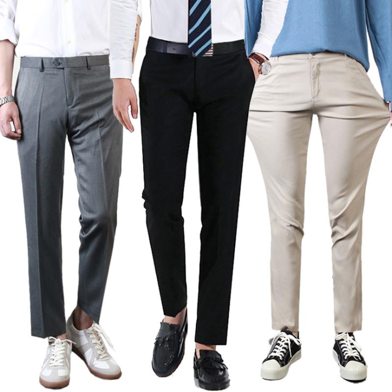 남자 슬랙스 남성 바지 정장바지 스판 면 빅사이즈 팬츠 밴딩 9부