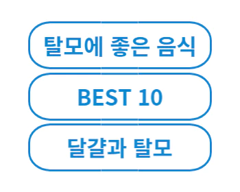 파란 세개의 네모에 탈모라고 적혀있다