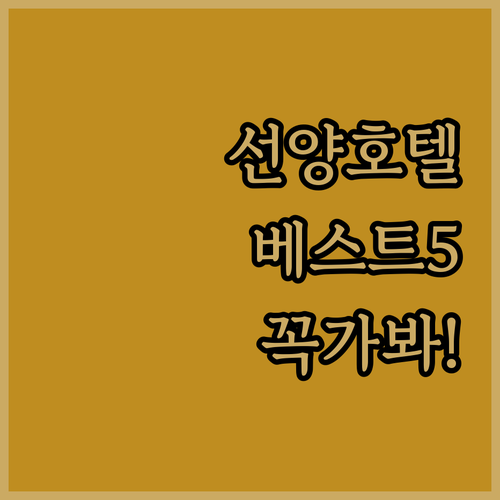 중국 선양 호텔 추천 베스트 5곳 위..