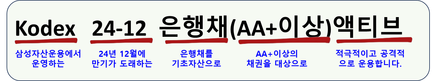 'Kodex 24-12 은행채(AA+이상) 엑티브' 해석하는 방법