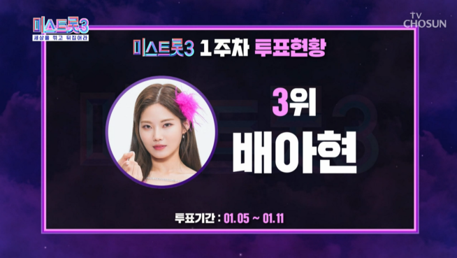 미스트롯3-투표-현황-1주차-3위-배아현