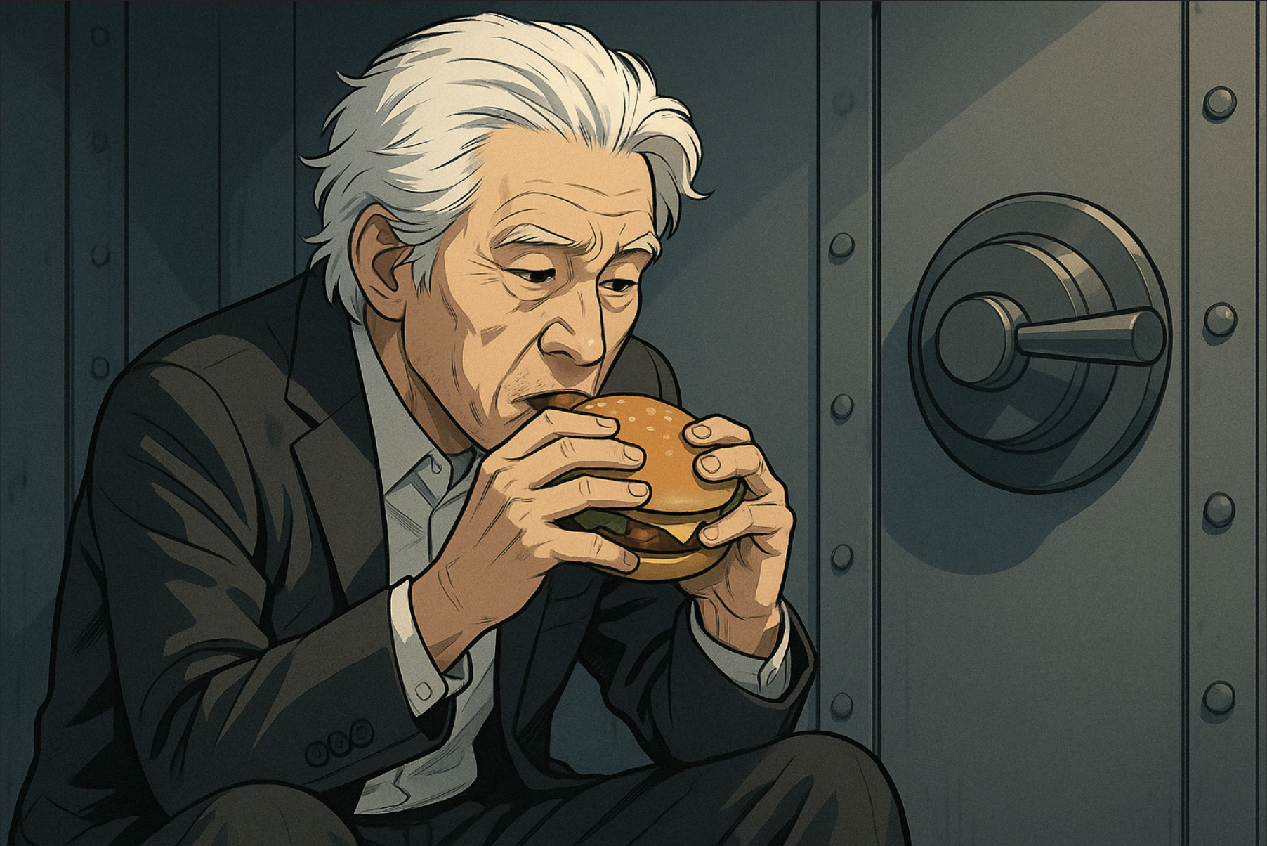 드라마 보물섬 결말에 금고에 갇혀 햄버거 먹는 모습