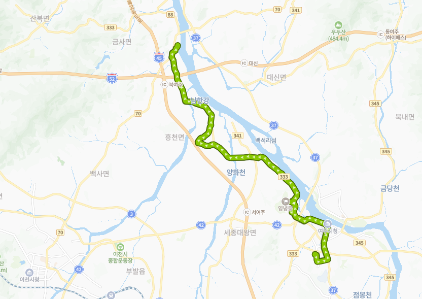 여주-961번-버스-노선-지도