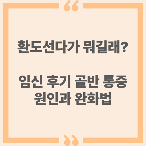 환도선다가 뭐길래? 임신 후기 골반 통증의 원인 완화법
