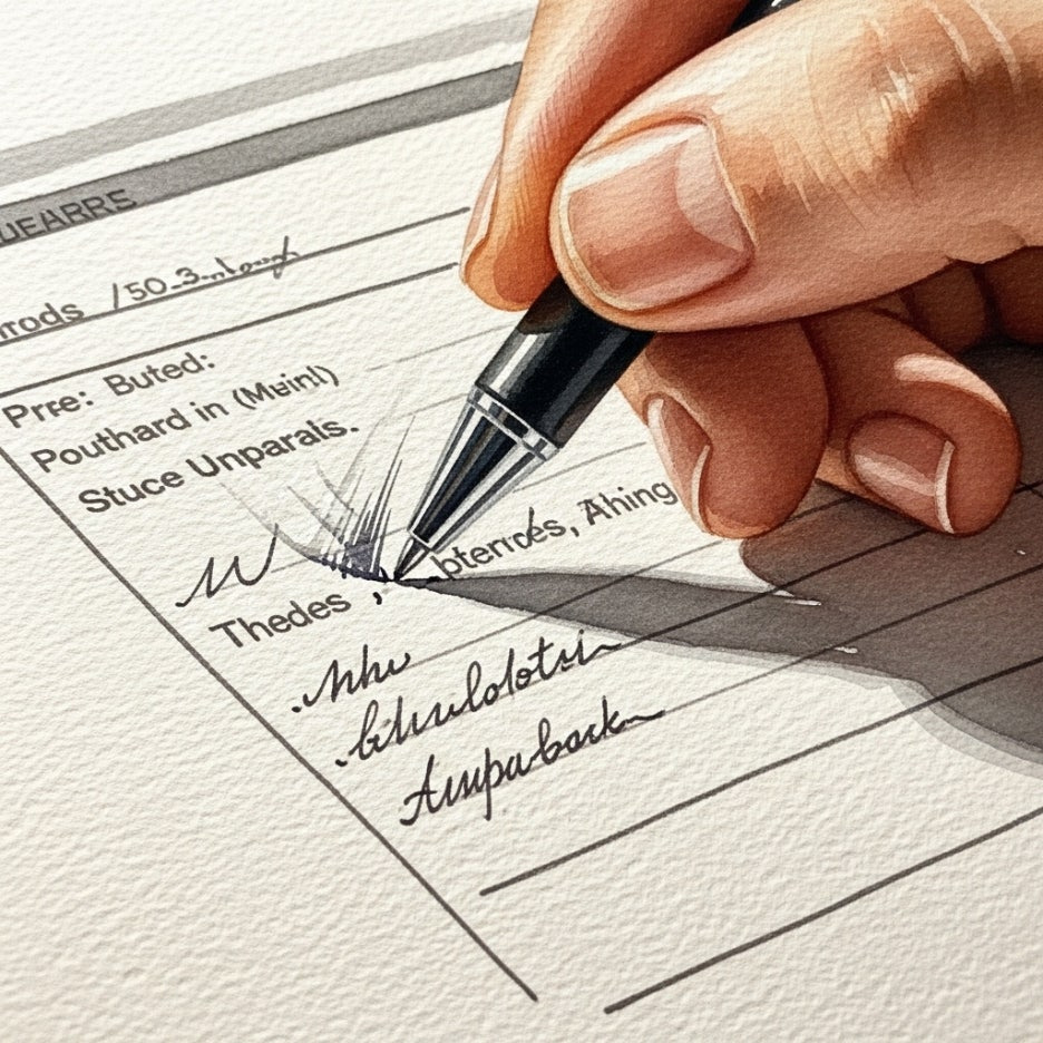 진료 기록을 정성스럽게 작성하는 모습