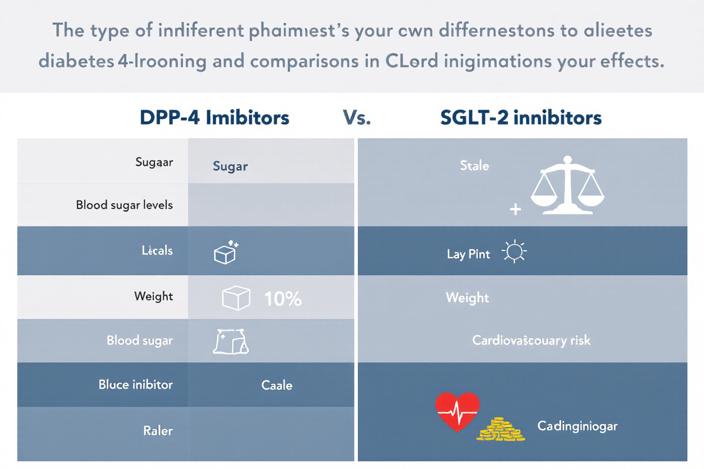 "DPP-4 억제제와 SGLT-2 억제제의 효과 차이를 한눈에 보여주는 비교 차트"