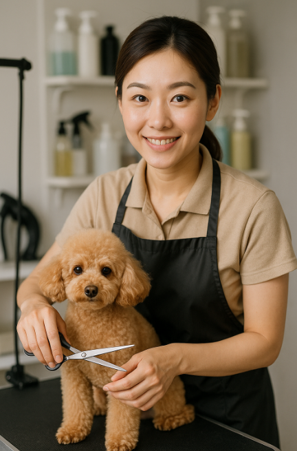 강아지 미용하는 사진
