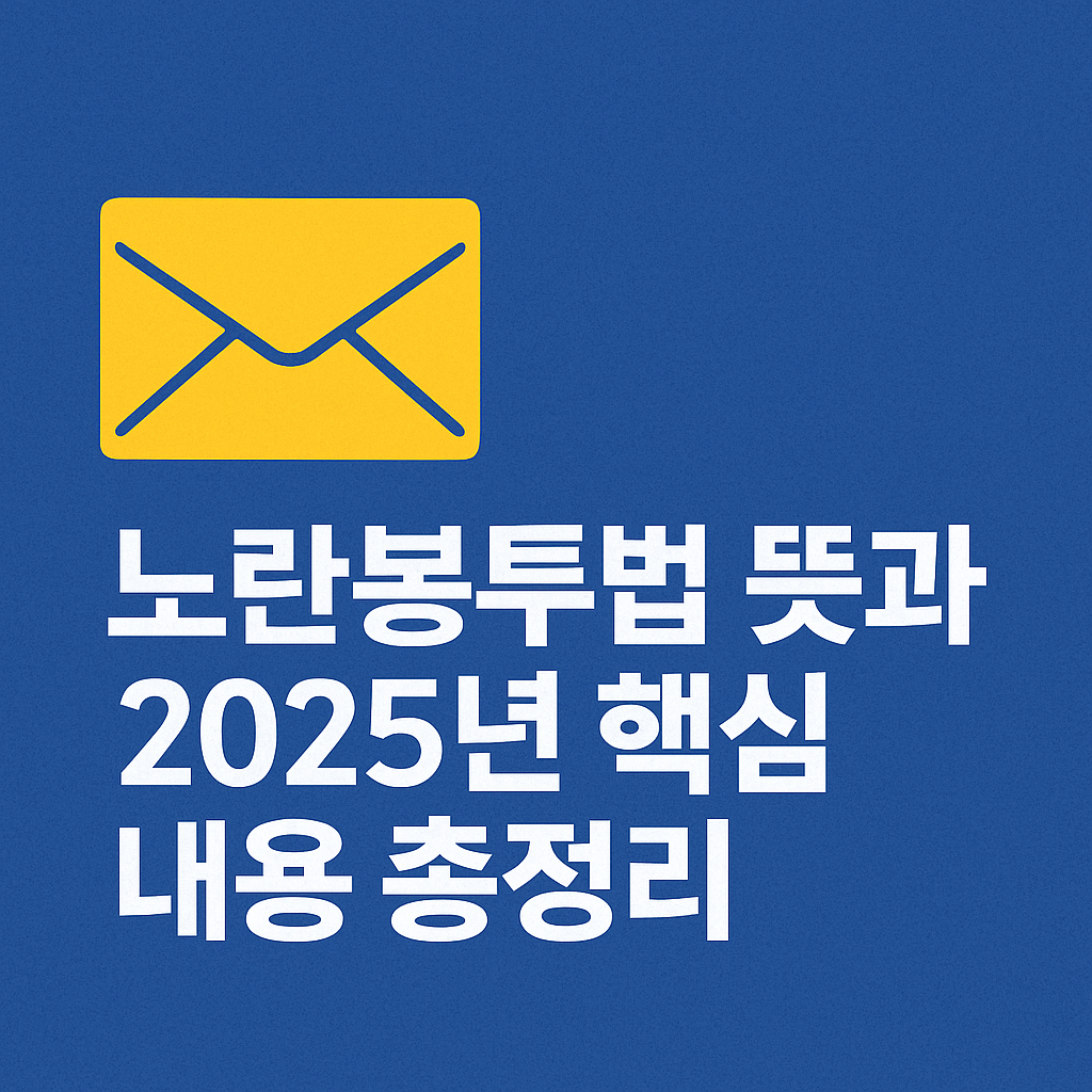 노란색 봉투 아이콘과 함께 ‘노란봉투법 뜻과 2025년 핵심 내용 총정리’라는 텍스트가 들어간 정보형 썸네일