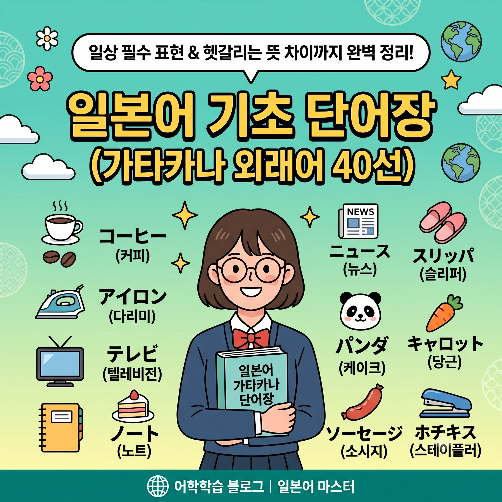 일본어 기초 단어장: 자주 쓰는 가타카나 외래어 종류 및 뜻 총정리