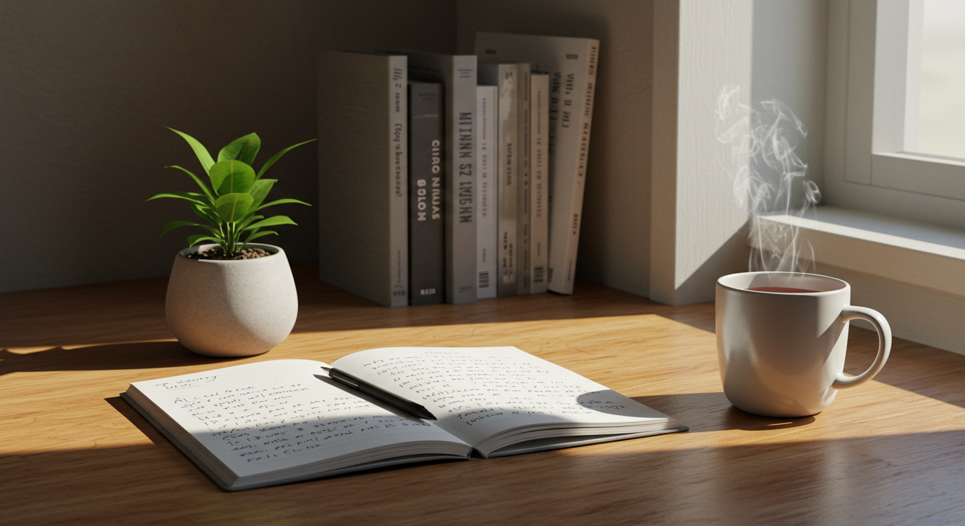 햇살이 비취는 책상이미지