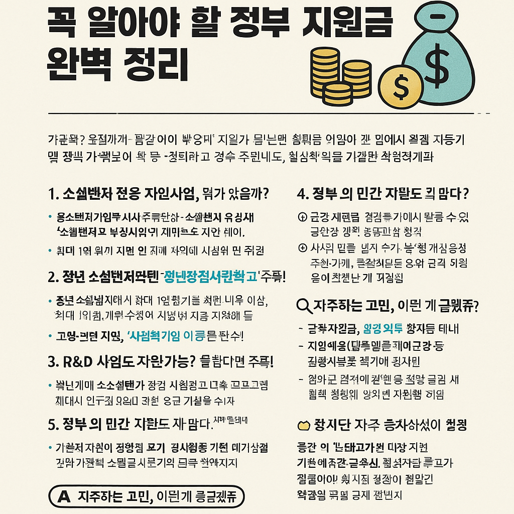 소셜벤처 기업이라면 꼭 알아야 할 정부 지원금 완벽 정리